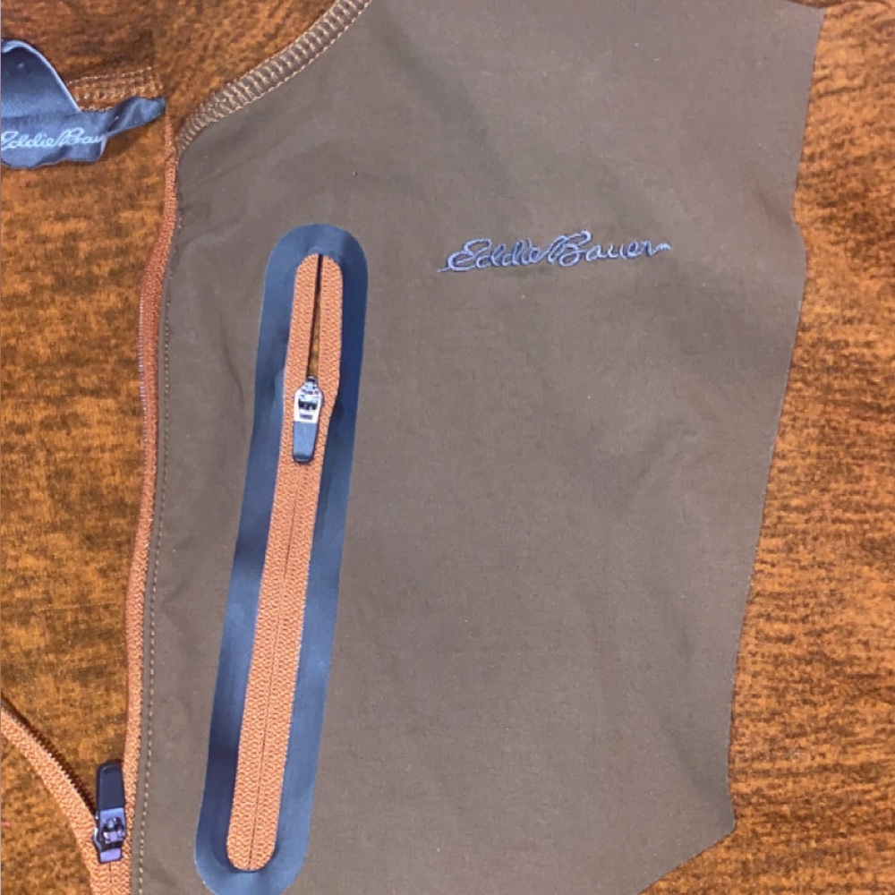 Columbia Burnt Orange Quarter-Zip Pullover with Olive Chest Pocket - Picture 3 of 3